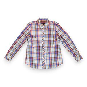 Talbots Women's‎ Cotton Plaid Button-up Long sleeve Shirt Top Size XS